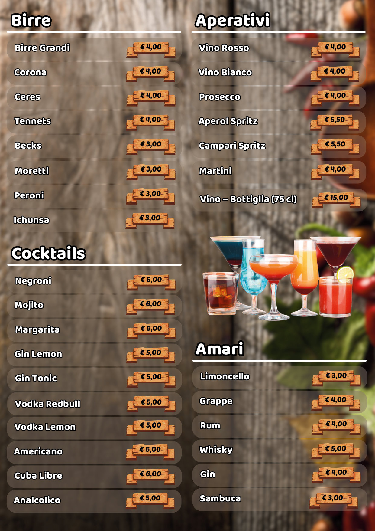 Menu — Birre